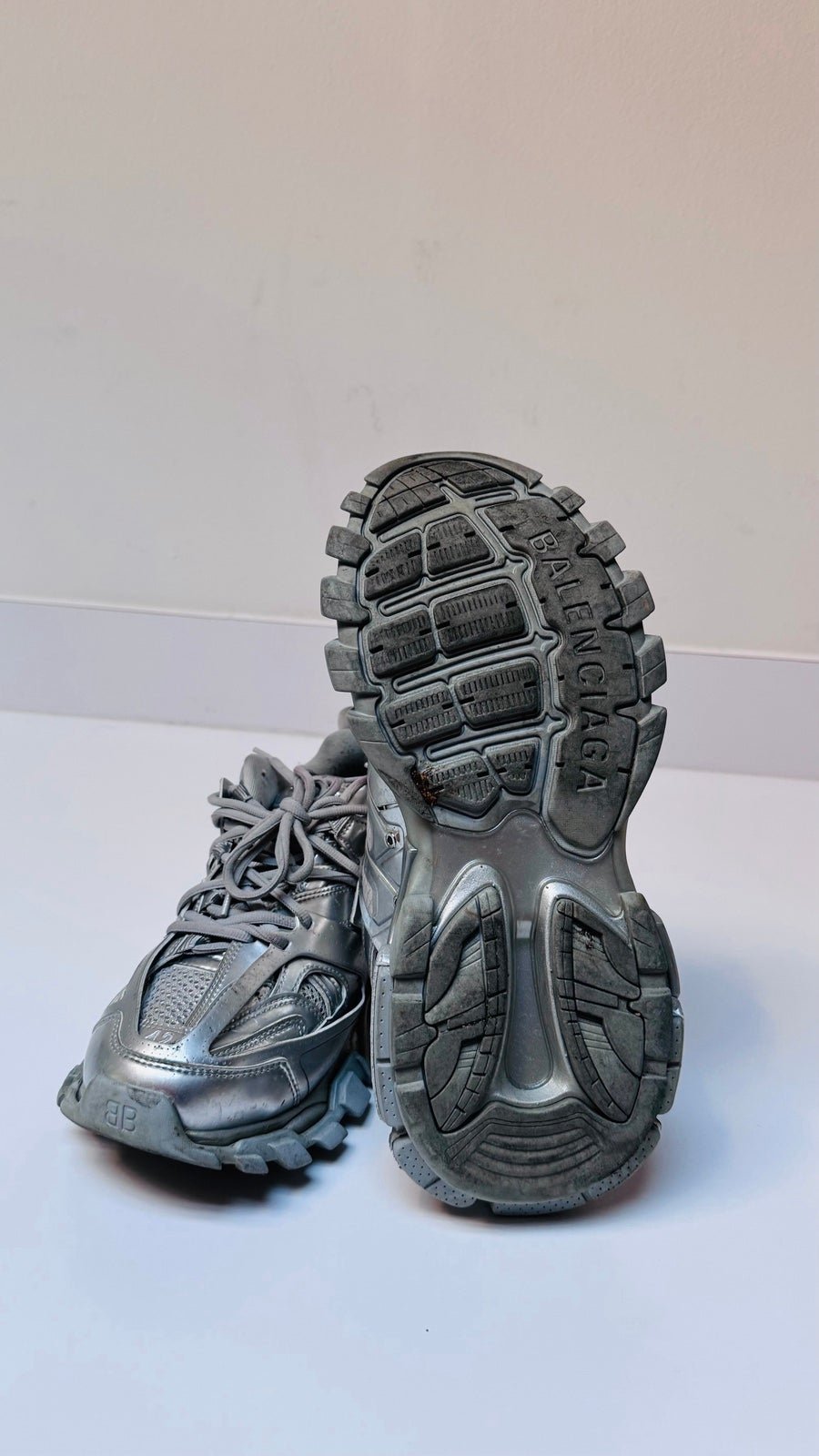 Balenciaga track shoes size 9 silver