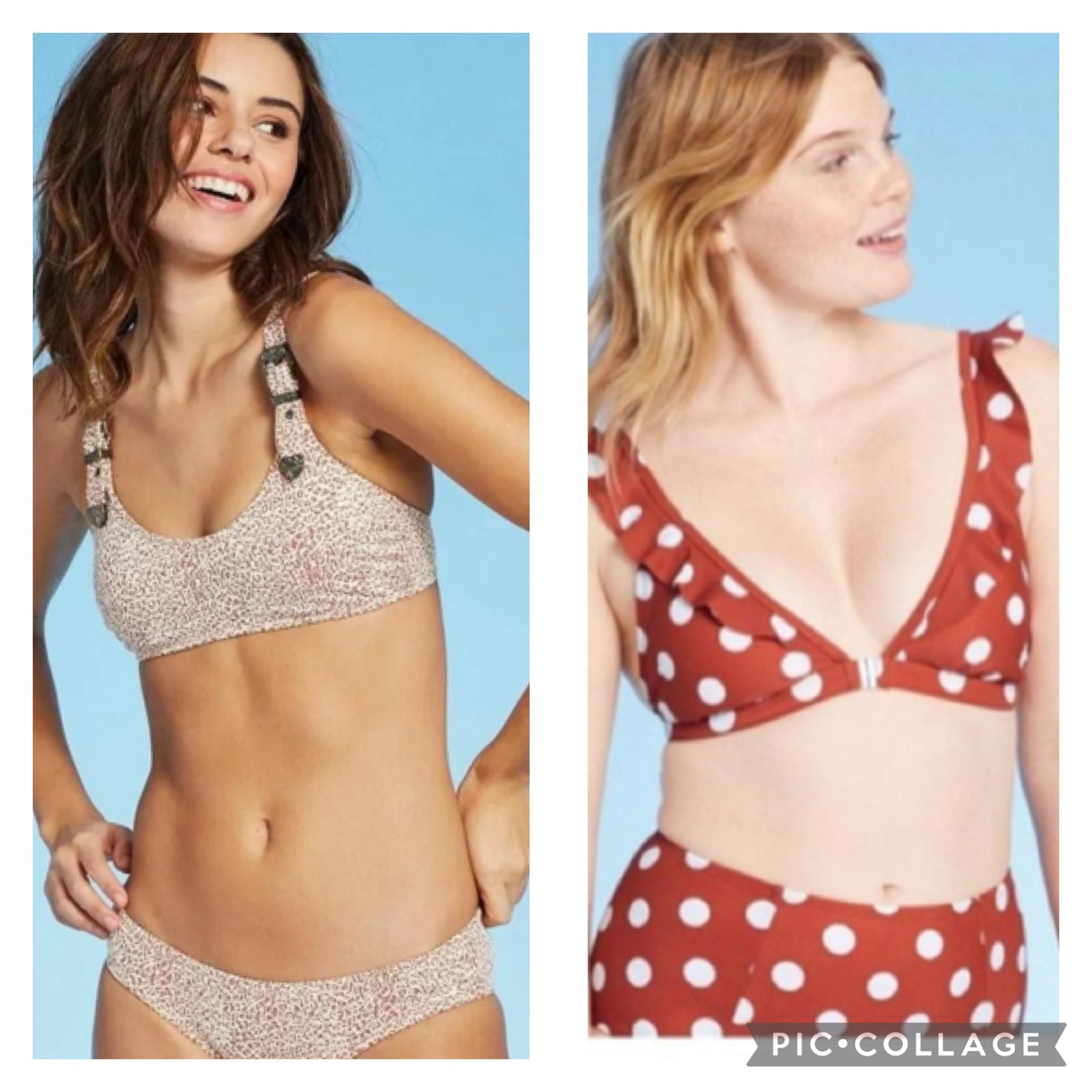 Xhilaration Polka Dot Ruffle Animal Print Strappy Bikini Set