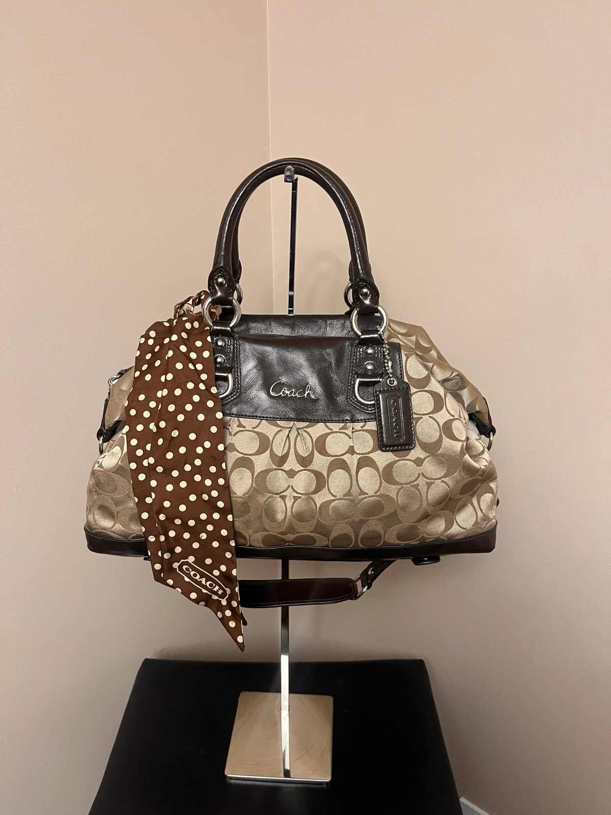 Coach Ashley Signature C's Satin Satchel #L1077-F15440