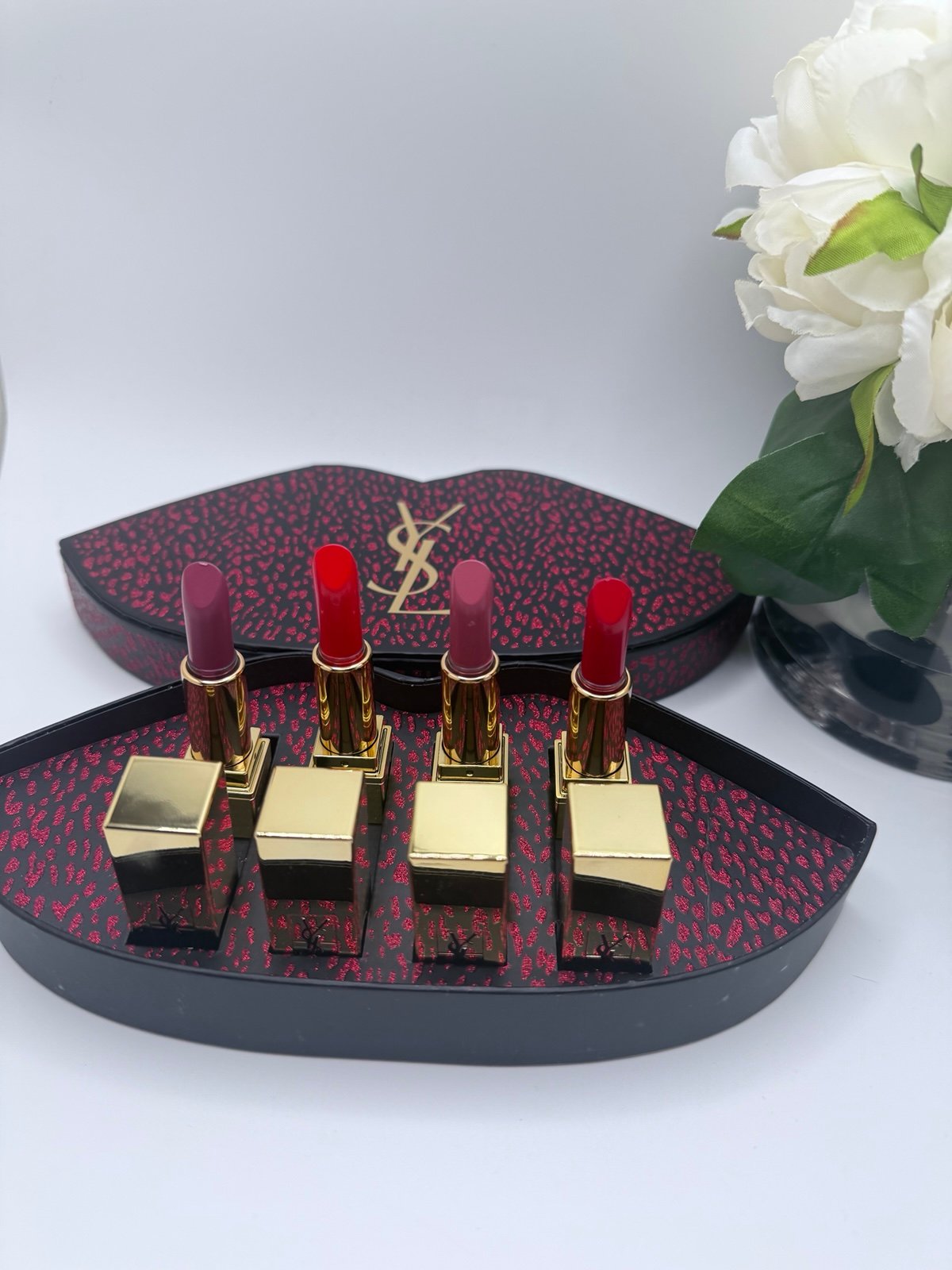 Yves Saint Laurent YSL Mini Rouge Pur Couture Lipstick 4pc Ltd Holiday Gift Set.