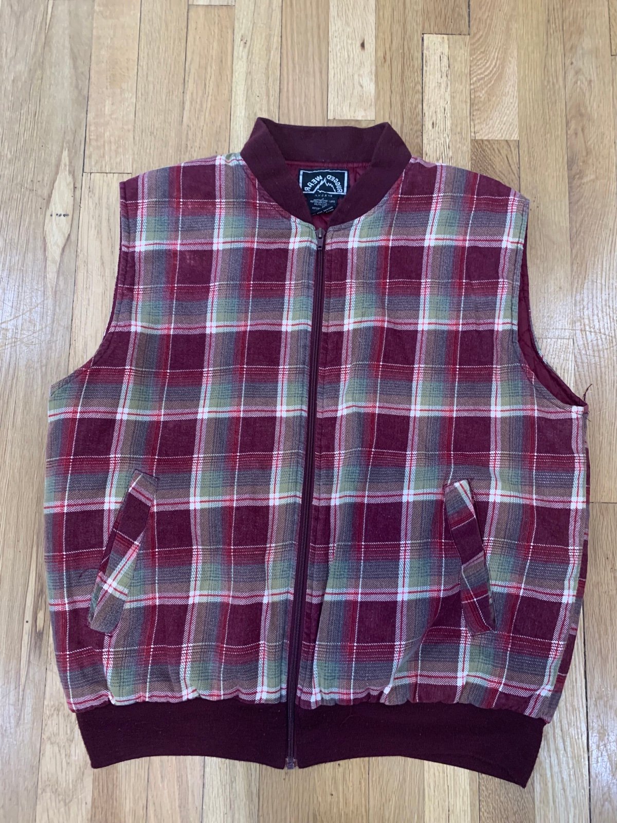Vintage Full Zip Plaid Vest