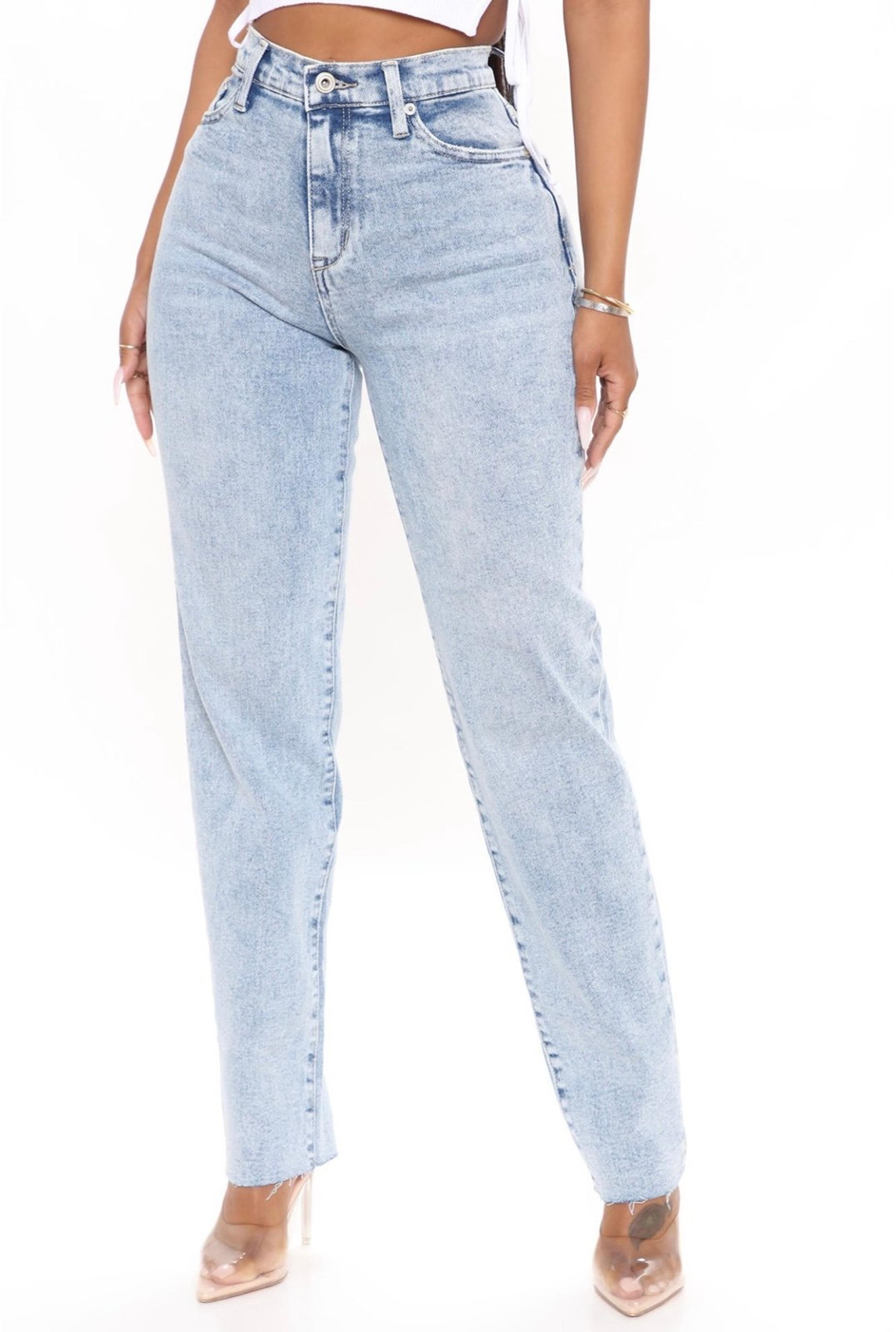 Fashion Nova Took Him By Surprise Slim Fit Boyfriend Jeans Light Blue Wash Siz15