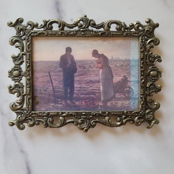 Untitled vintage art print in golden bronze metal frame drought prayers for rain