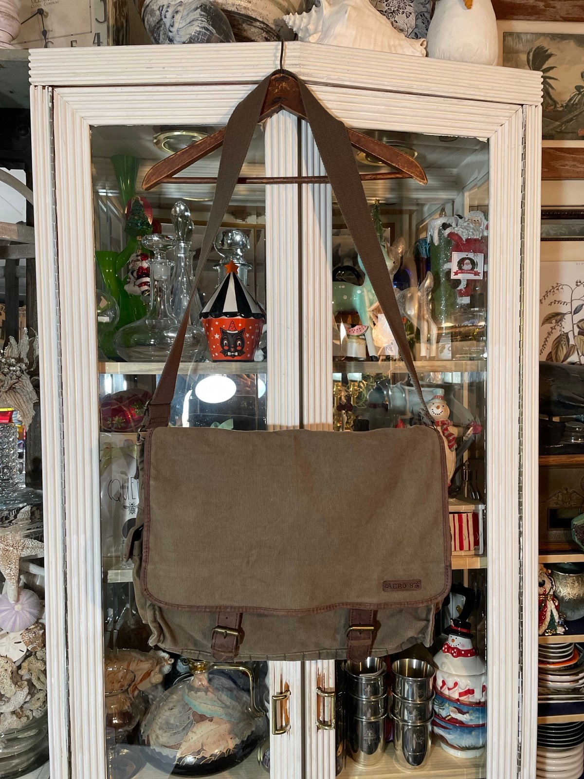 Aeropostale leather & canvas messenger bag