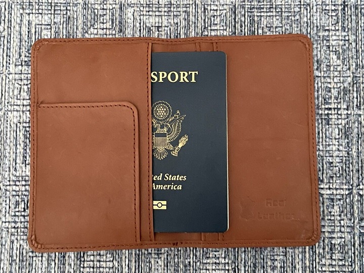 Handmade Passport Holder Genuine Leather Brown Card Holder Bifold Wallet
