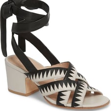 PLV Pour La Victoire Anisa Leather Ankle Wrap Heel Sandals Size 6