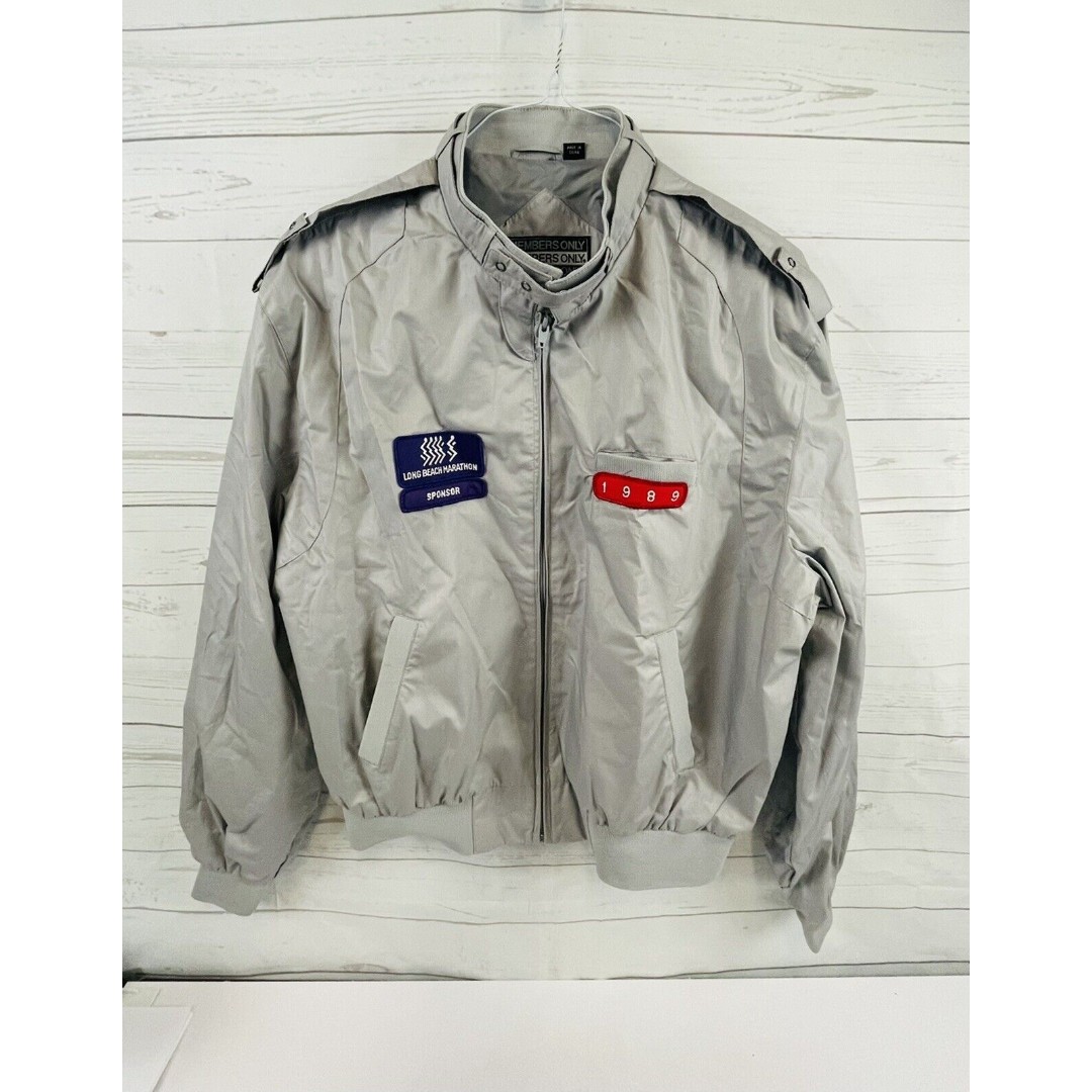 Members Only Harrington Jacket size XL 46 Light Weight Gray Bomber 80’s
