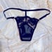 VERY SEXY V-Hardware V-String Panty Black Faux Leather mesh Lace G-String Rare