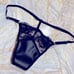 VERY SEXY V-Hardware V-String Panty Black Faux Leather mesh Lace G-String Rare