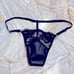 VERY SEXY V-Hardware V-String Panty Black Faux Leather mesh Lace G-String Rare
