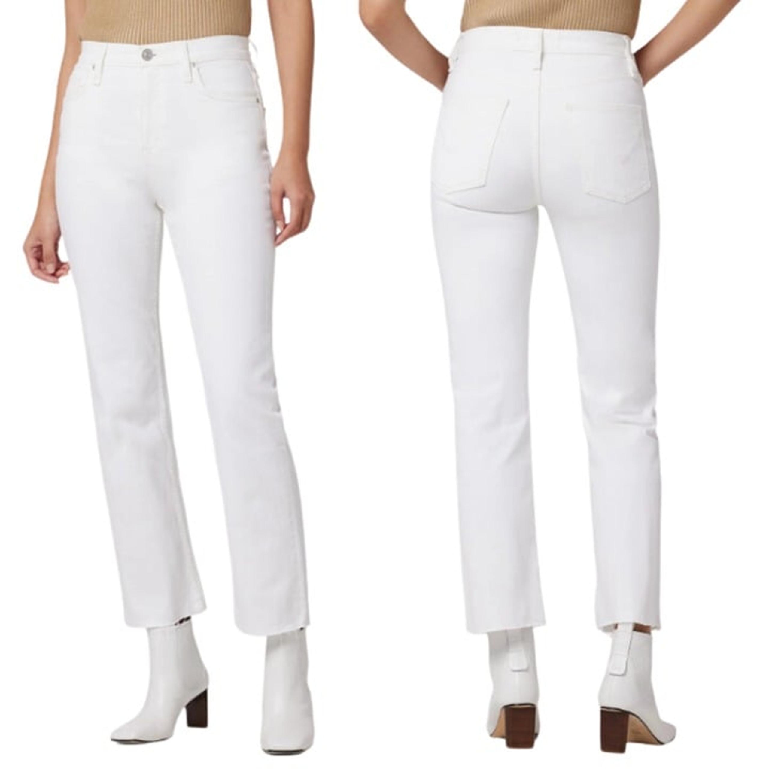 Hudson Women's 26 Remi High Rise Raw Hem Cropped Straight Leg Denim Jeans White