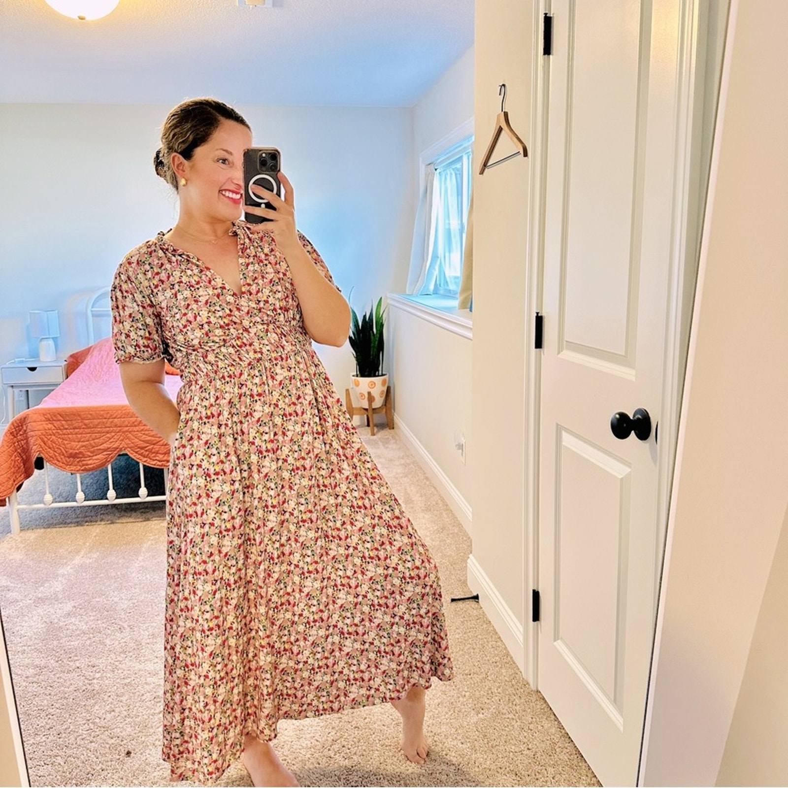 Boden Pink Floral Jersey Maxi Dress 6
