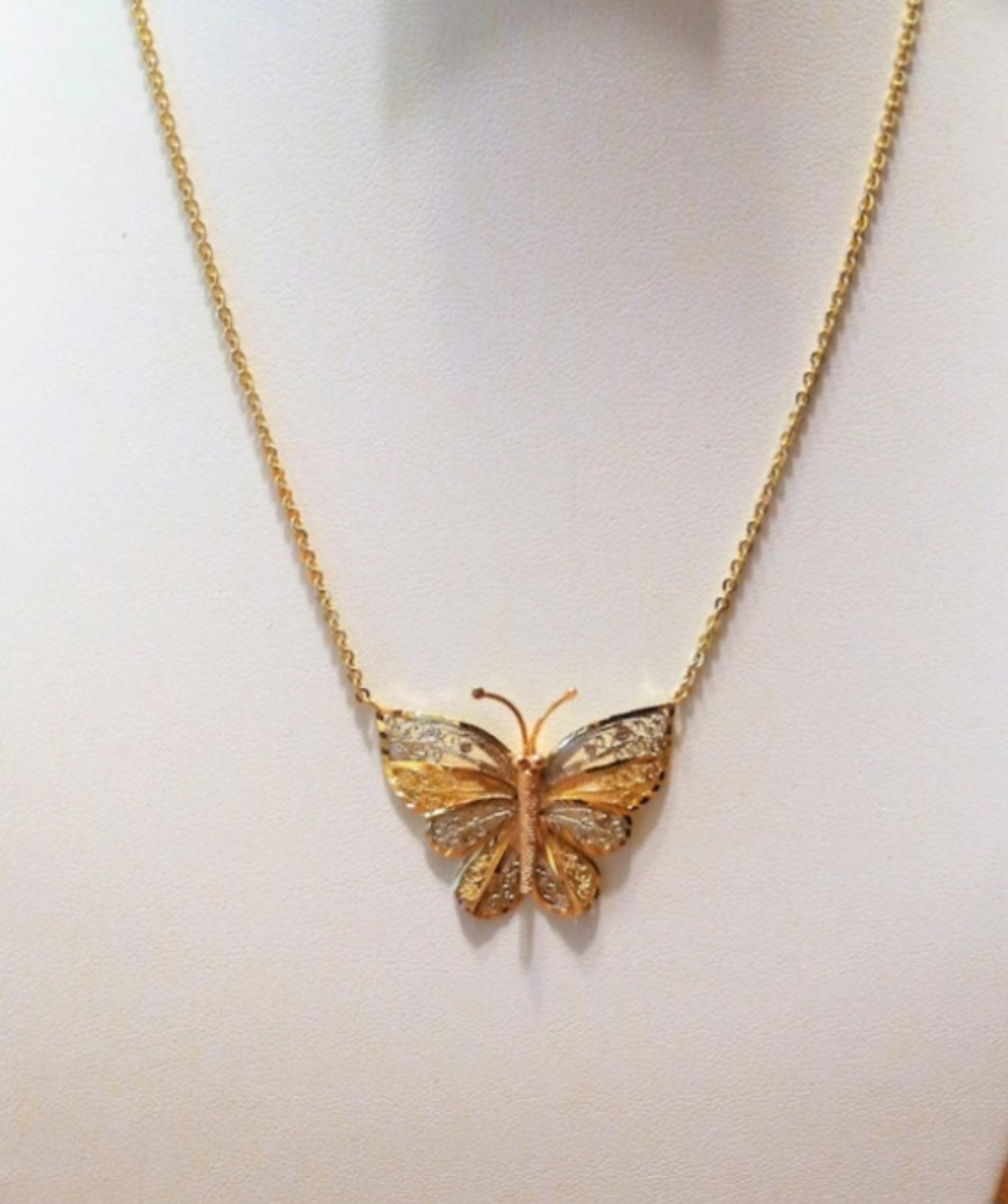 14 K gold butterfly necklace