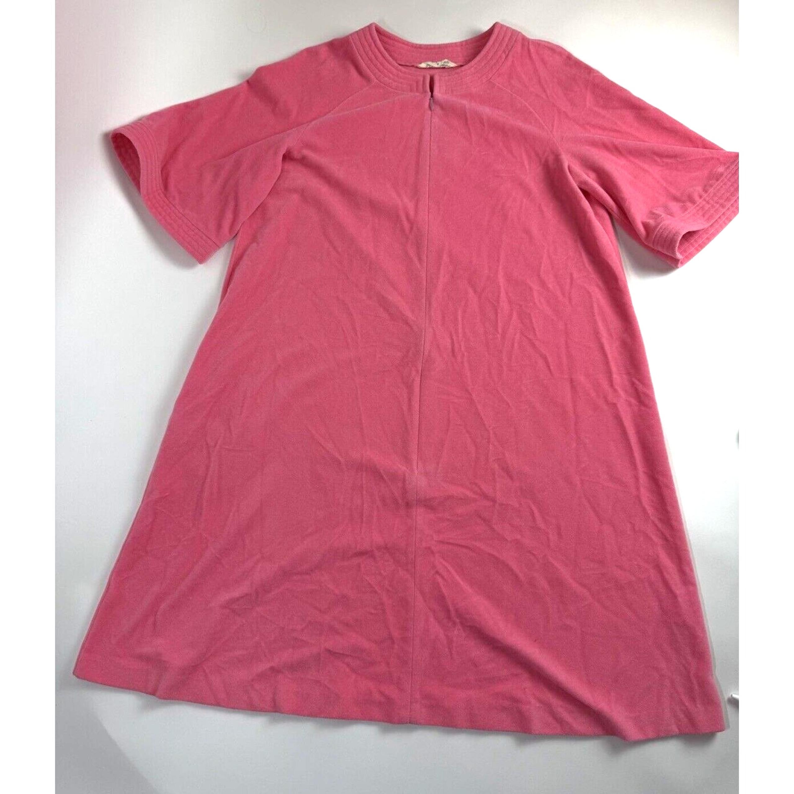 Vanity Fair House Coat Pink Womens Medium Vintage Half Zip Vintage Robe