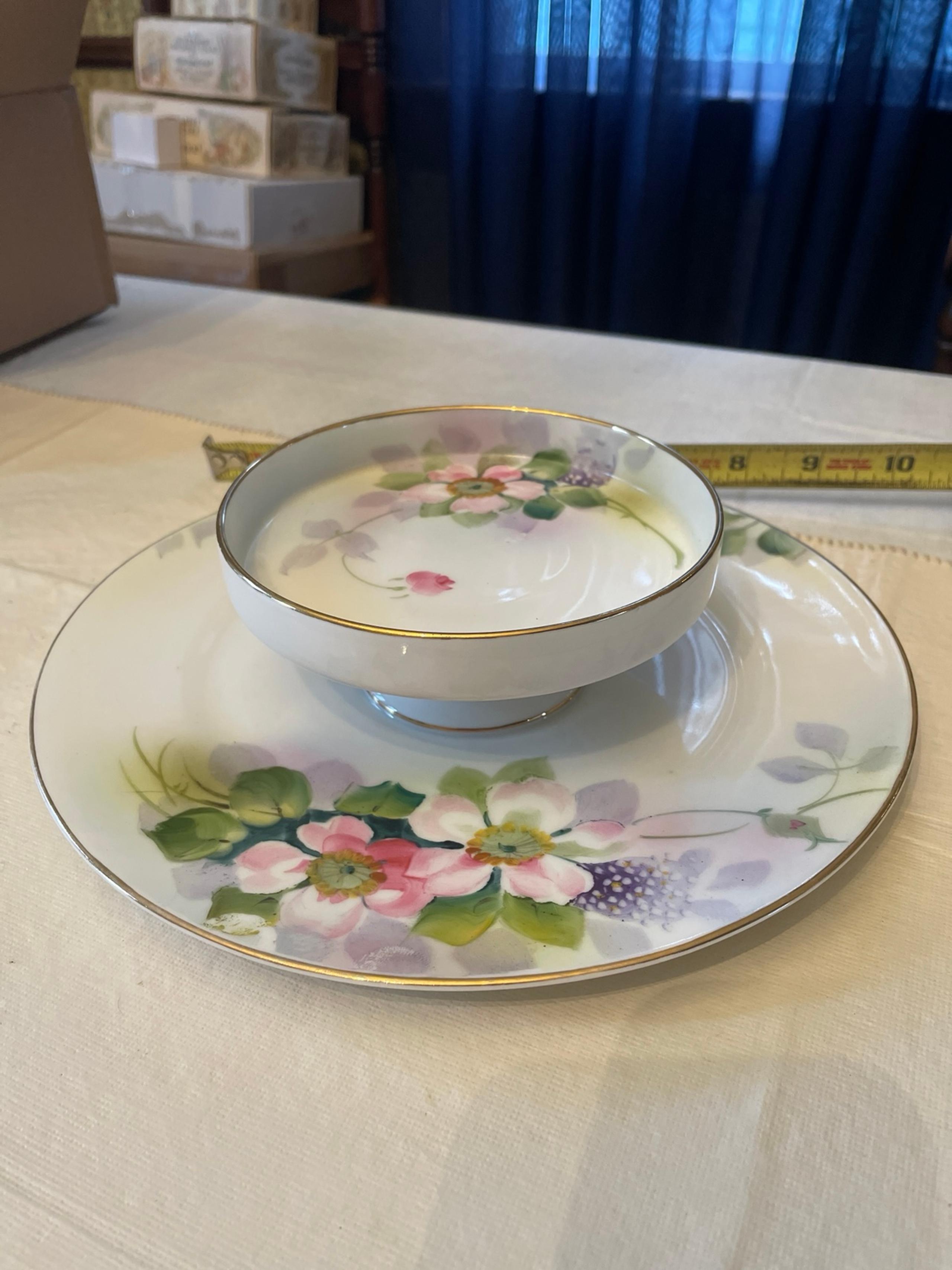 Rare Vintage hand painted Nippon two tiered serving dish