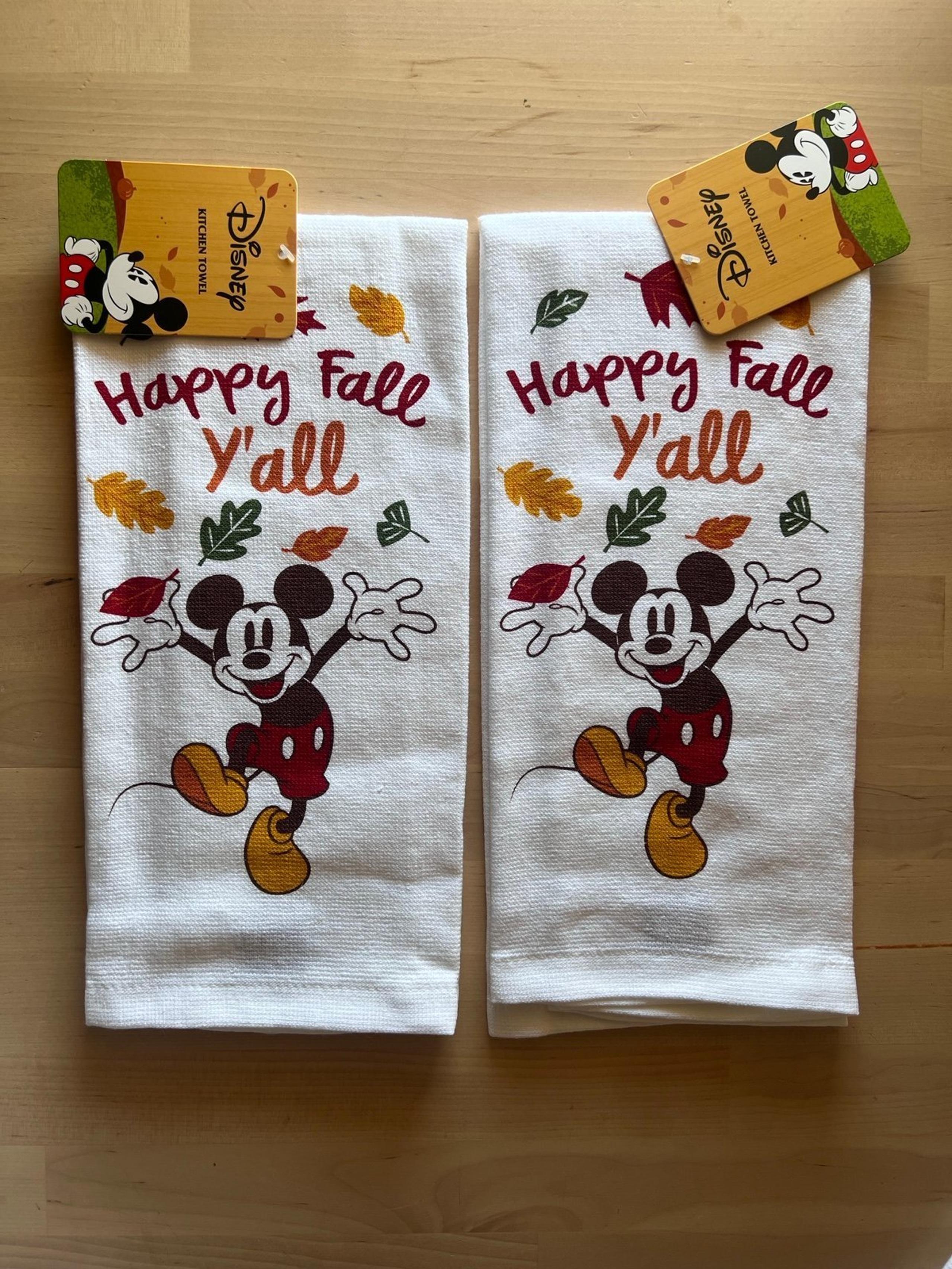 2 Disney Mickey Mouse happy fall ya’ll kitchen towels
