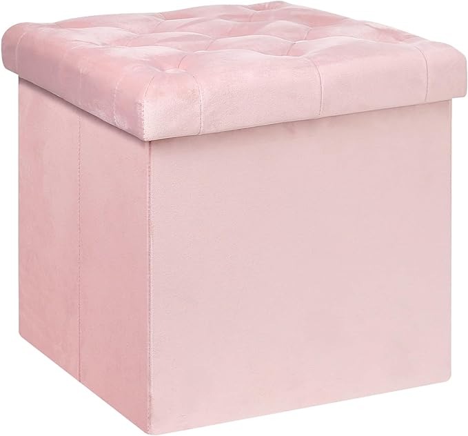Cube Velvet Storage Ottoman with Lid