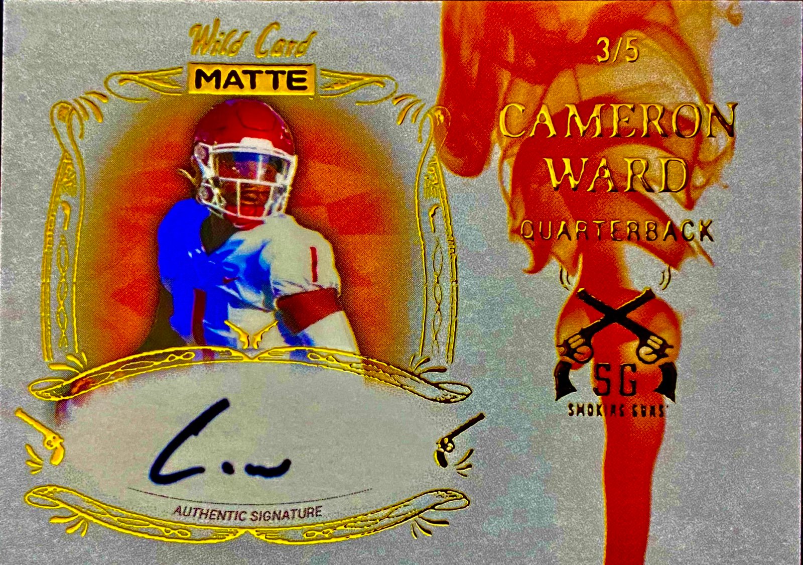 Wild Card Matte Cameron Ward Auto #3/5 Smoking Guns Washington/ Hurricanes