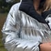 Reversible Metallic Black Puffer Coat
