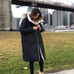 Reversible Metallic Black Puffer Coat