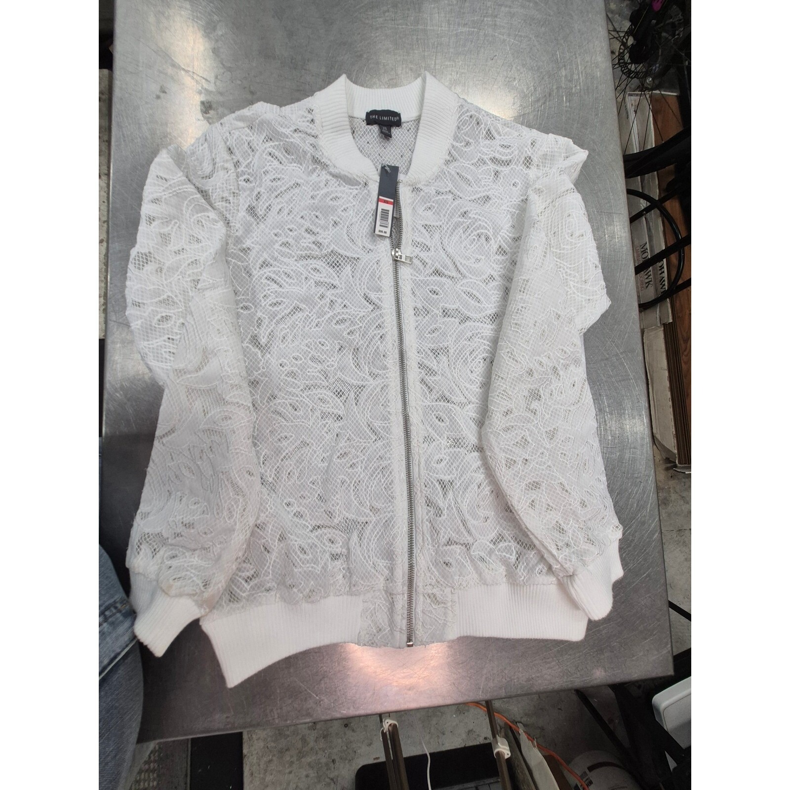 The Limited Lace Bomber Jacket Lightweight Spring White XS