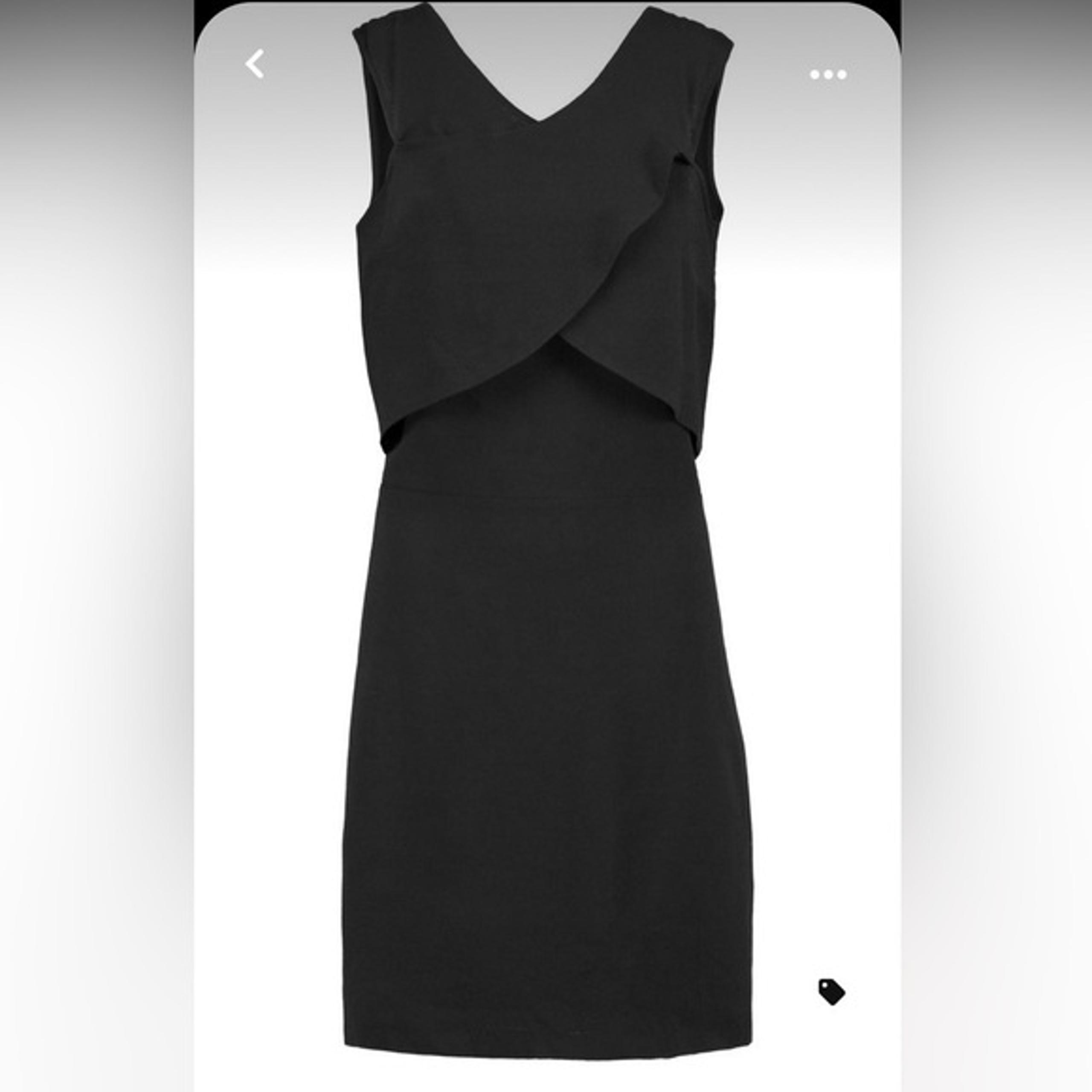NWT Sandro Raviv Wrap Effect Crepe Dress LBD Sleeveless Cross Front Black Sz M