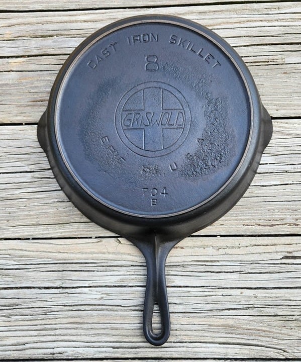 Griswold #8 Cast Iron Skillet Large Slant Logo Heat Ring 704 B *FULLY RESTORED*