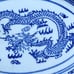 Three Vintage TIENSHAN Rice Grain with 5 Claw Dragon Pattern Blue Oval Platters