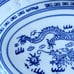 Three Vintage TIENSHAN Rice Grain with 5 Claw Dragon Pattern Blue Oval Platters
