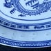 Three Vintage TIENSHAN Rice Grain with 5 Claw Dragon Pattern Blue Oval Platters