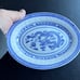 Three Vintage TIENSHAN Rice Grain with 5 Claw Dragon Pattern Blue Oval Platters