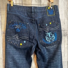 Vintage Y2K Denim Blue Jeans Embroidered Pockets Men’s 36x33 VTG Affliction