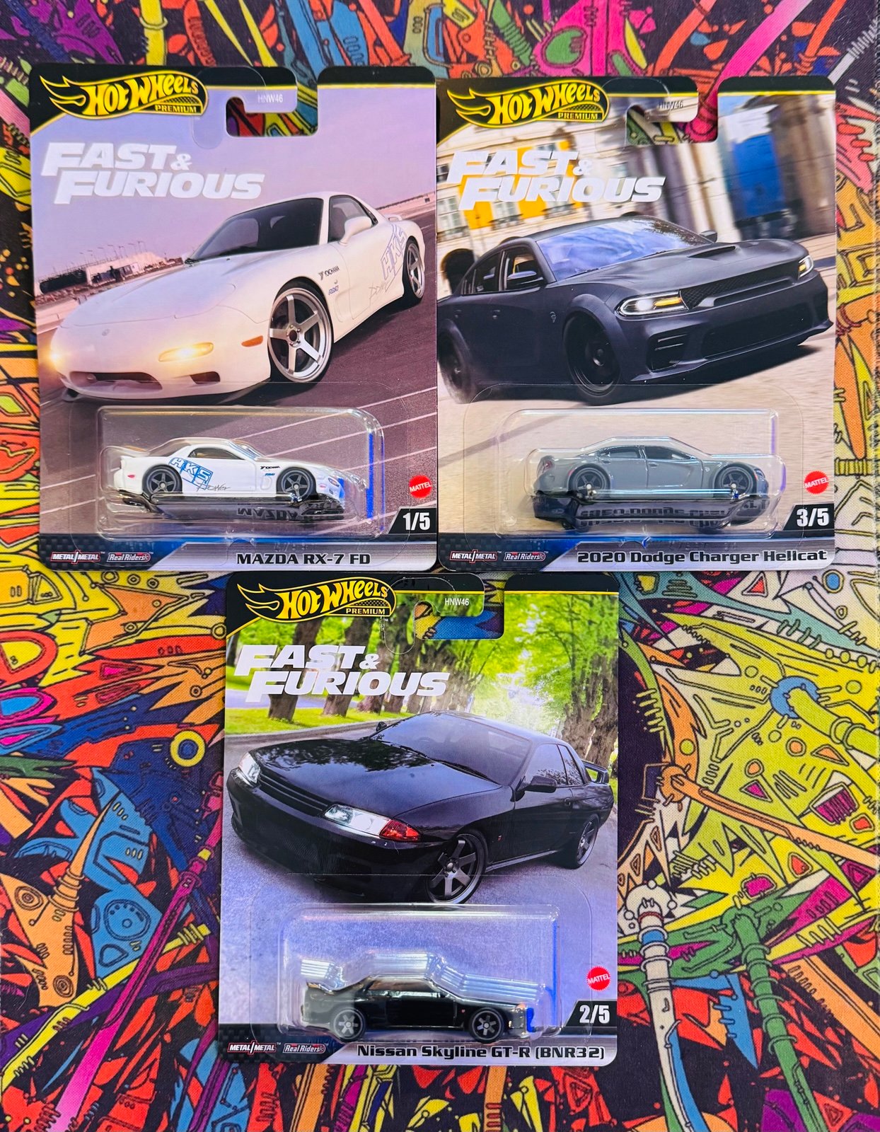 Mattel Hot Wheels Fast & Furious Set/Lot Nissan Skyline + Mazda RX-7 + Hellcat
