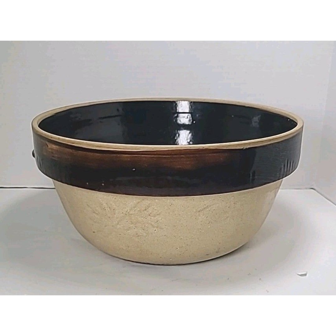 Vintage Cook-Rite Economy Cookin Ware Bowl Crock #4-Patent 91285 Brown-Cream