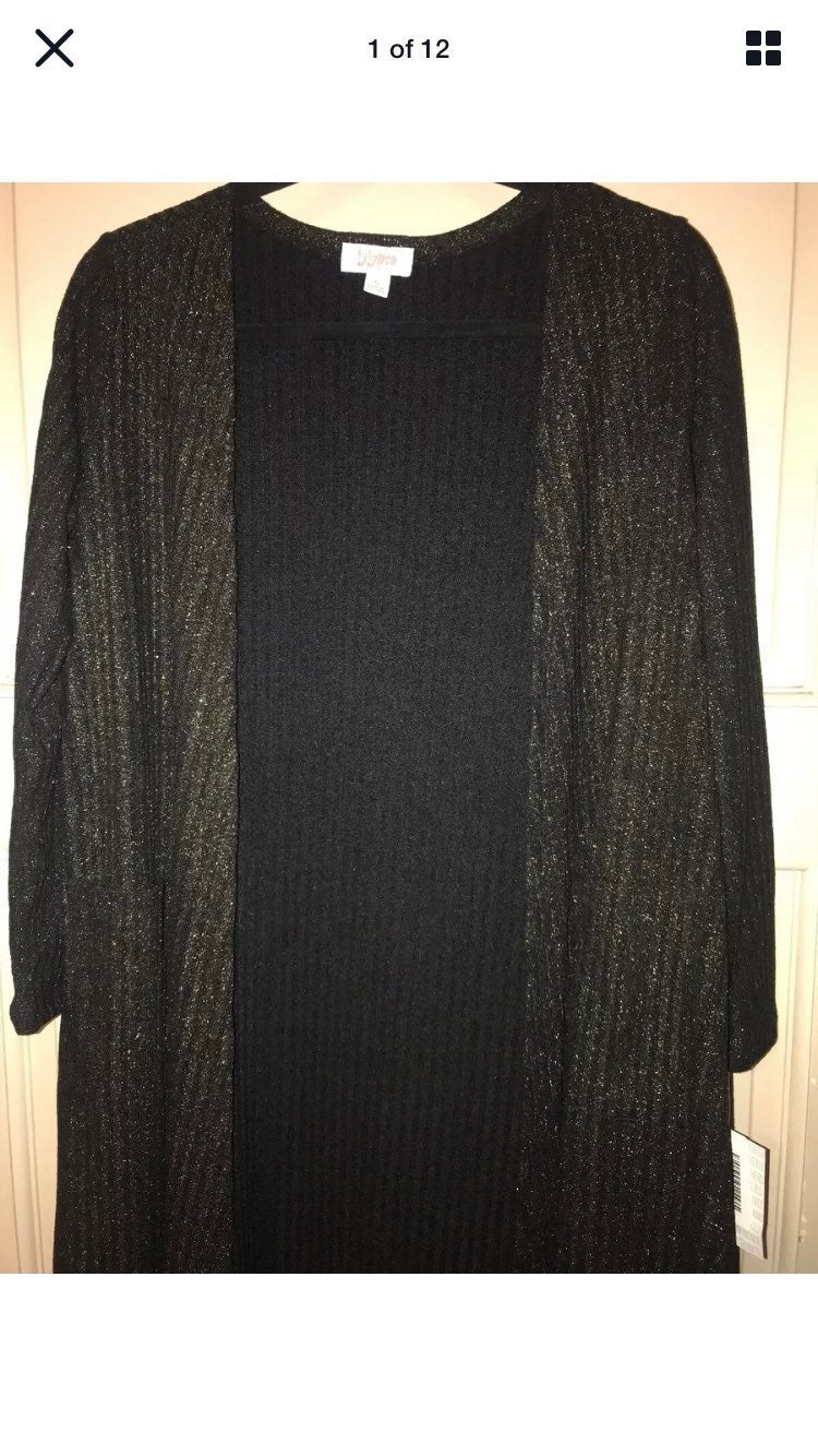 LLR Sarah Black/Gold Small 6/8 Elegant Jacket Duster Cardigan Unicorn New Lularo