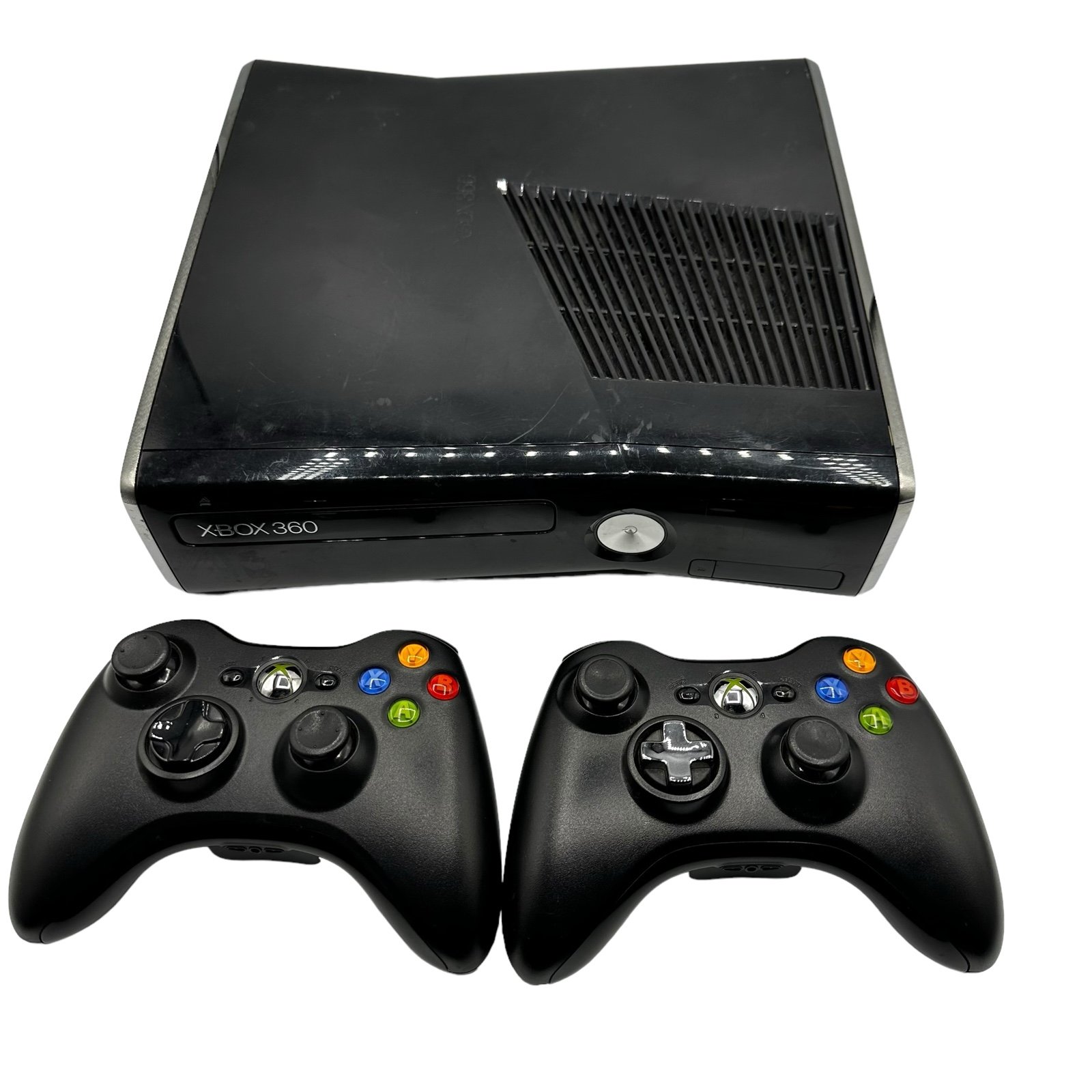 Microsoft Xbox 360 Slim S 120GB Console Bundle 2 Wireless Controllers **No Cable
