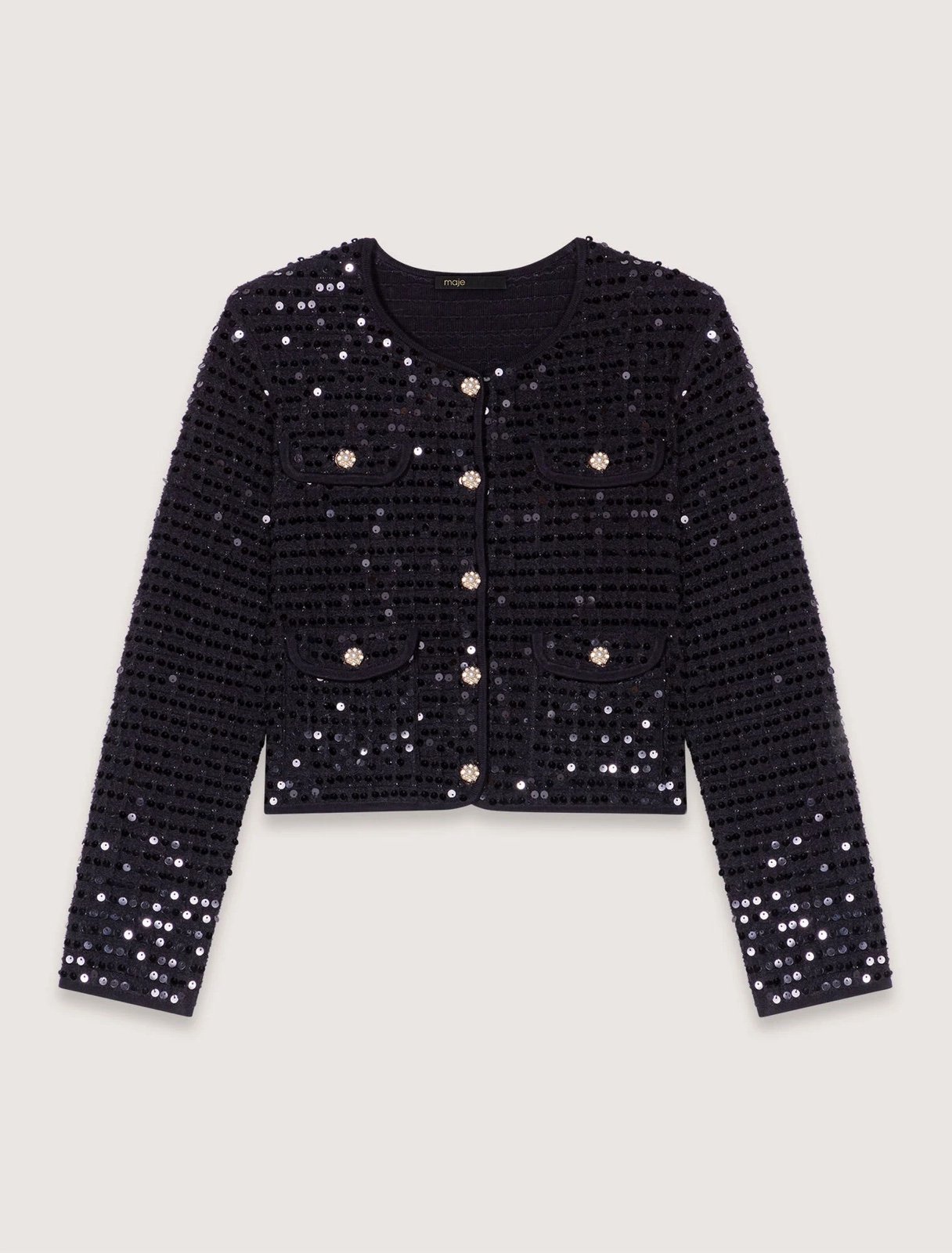 Maje 415 sequin black cropped cardigan size 1 work/night out/ date night