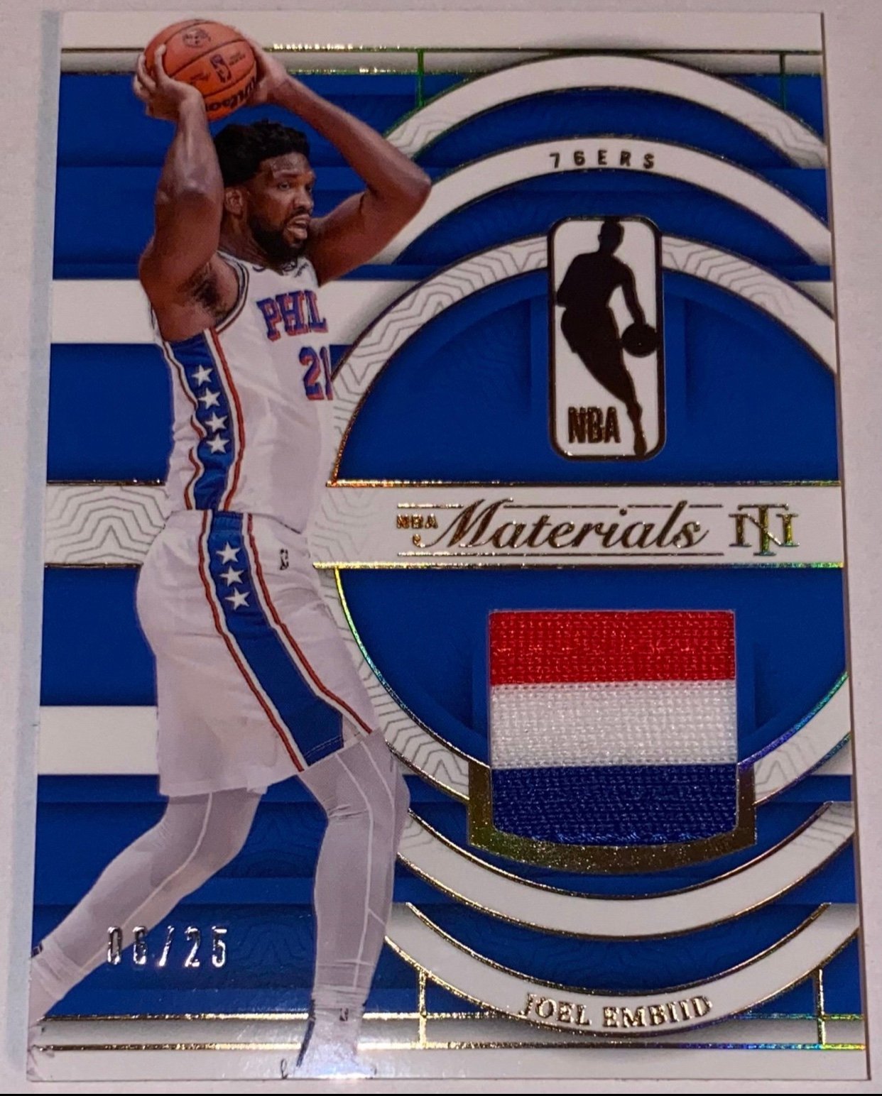 2023-24 Panini National Treasures Materials Patch Prime GOLD /25 Joel Embiid GU