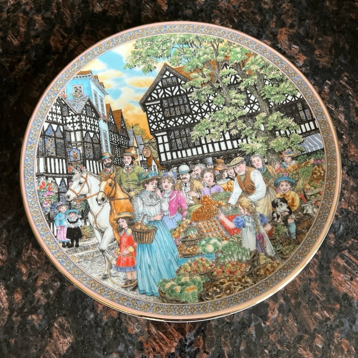 Royal Worcester Fine Bone China Plate, Market Days by Sue Scallard. 8.20 approx