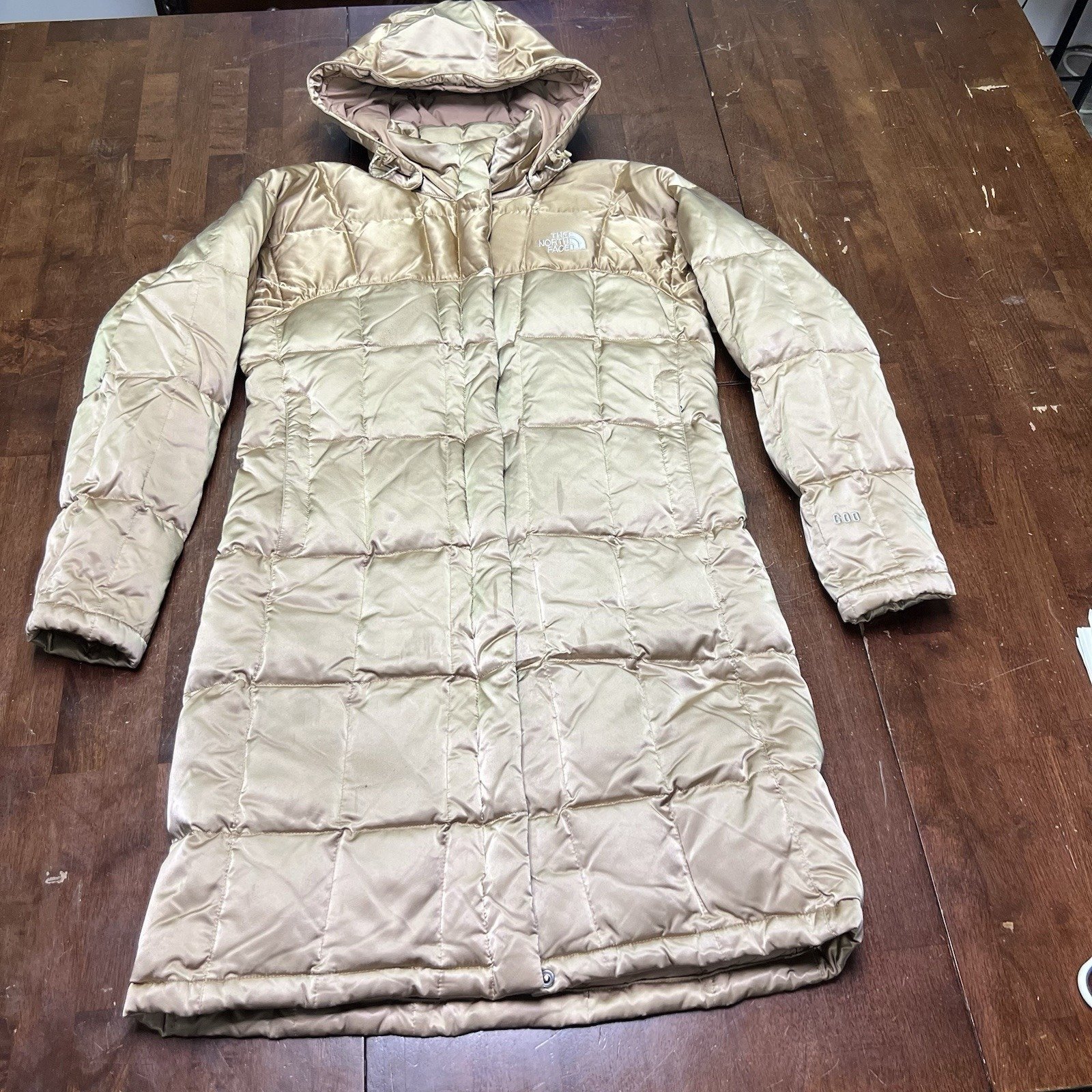 North Face Jacket Womens M Gold Metropolis Parka Goose Down 600 Puffer Coat Read