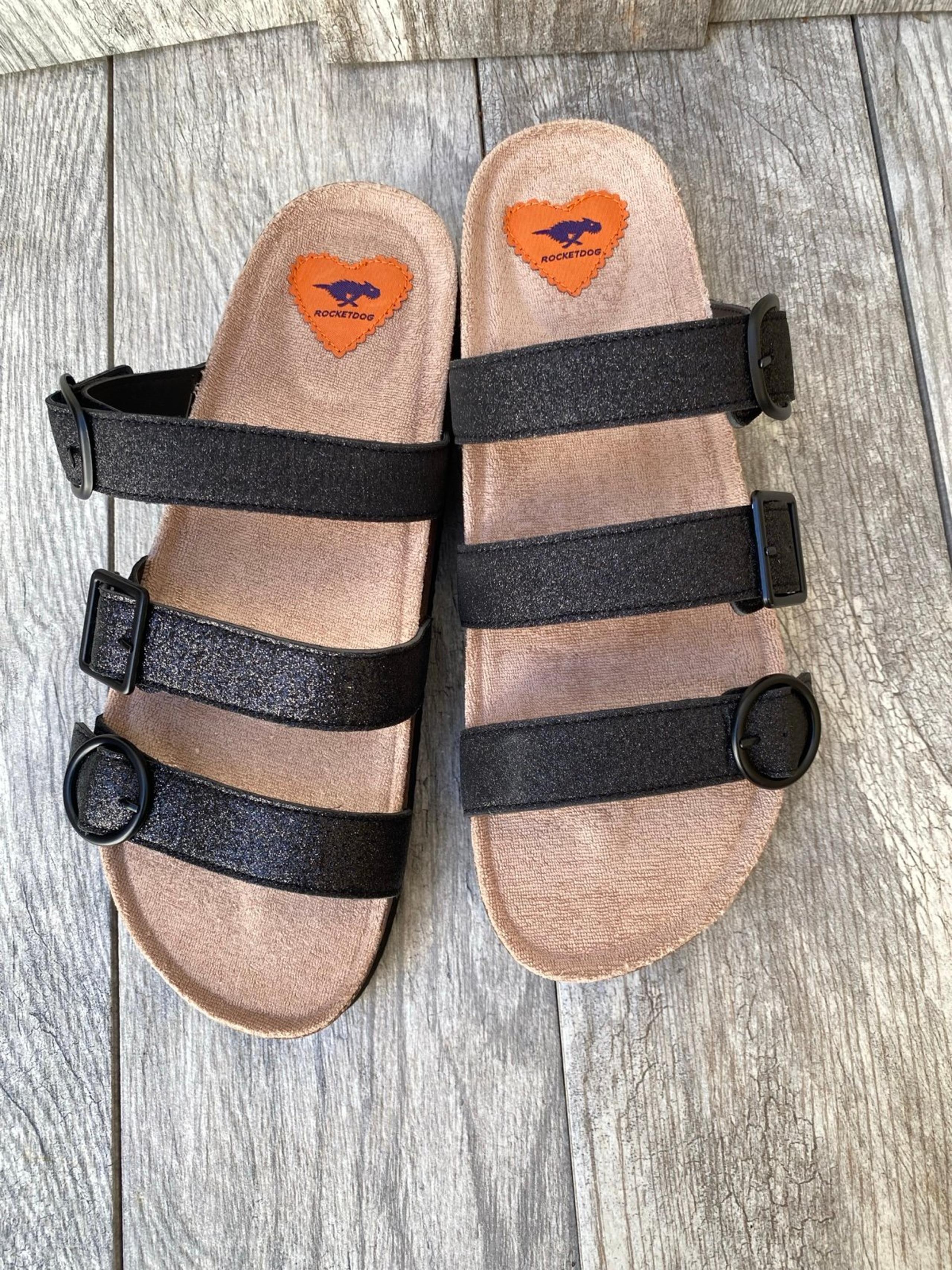 Rocket Dog Women's Black Glitter  Slide Sandal Size 11