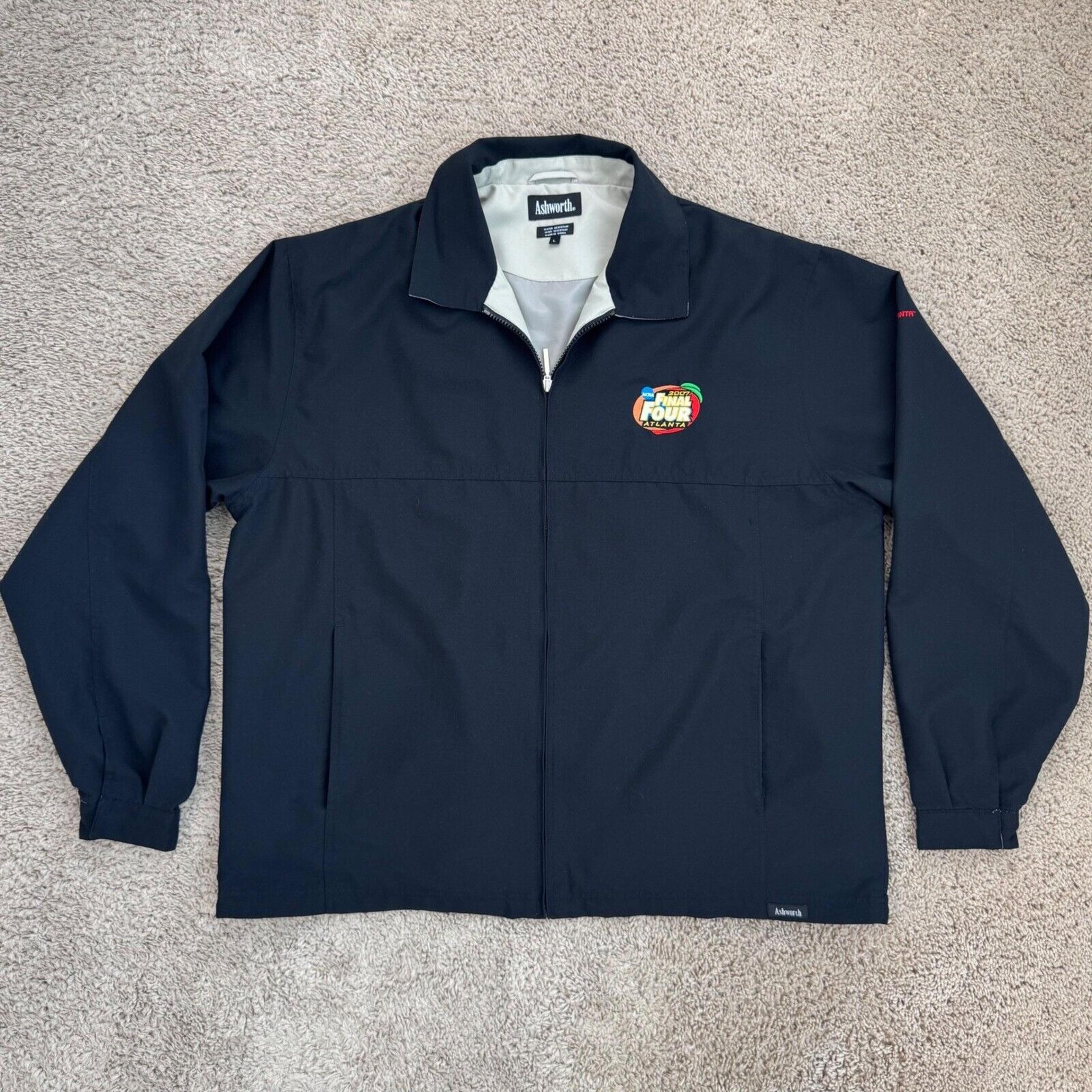 NCAA Final Four Atlanta 2007 Ashworth Golf Jacket Mens L Black Patch Logos Zip