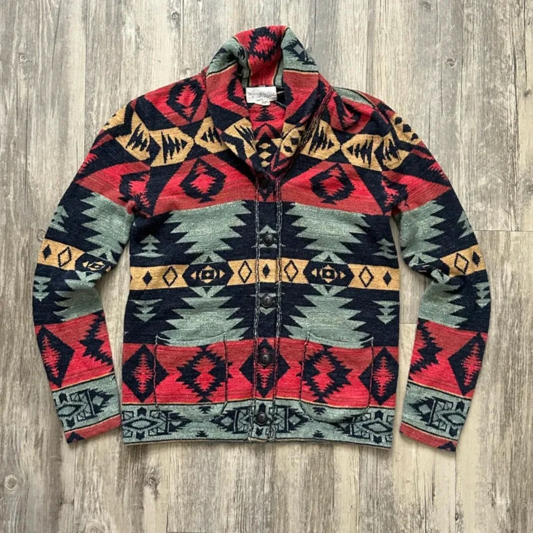 Vintage Denim & Supply Ralph Lauren Aztec Navajo Shawl Sweater Size Medium