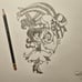 Warner Bros Beetlejuice and Lydia drawing/sketch animation signed Art Tim Burton