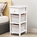 Wooden Nightstand 3-Tier Modern Bedside Table (2, White)
