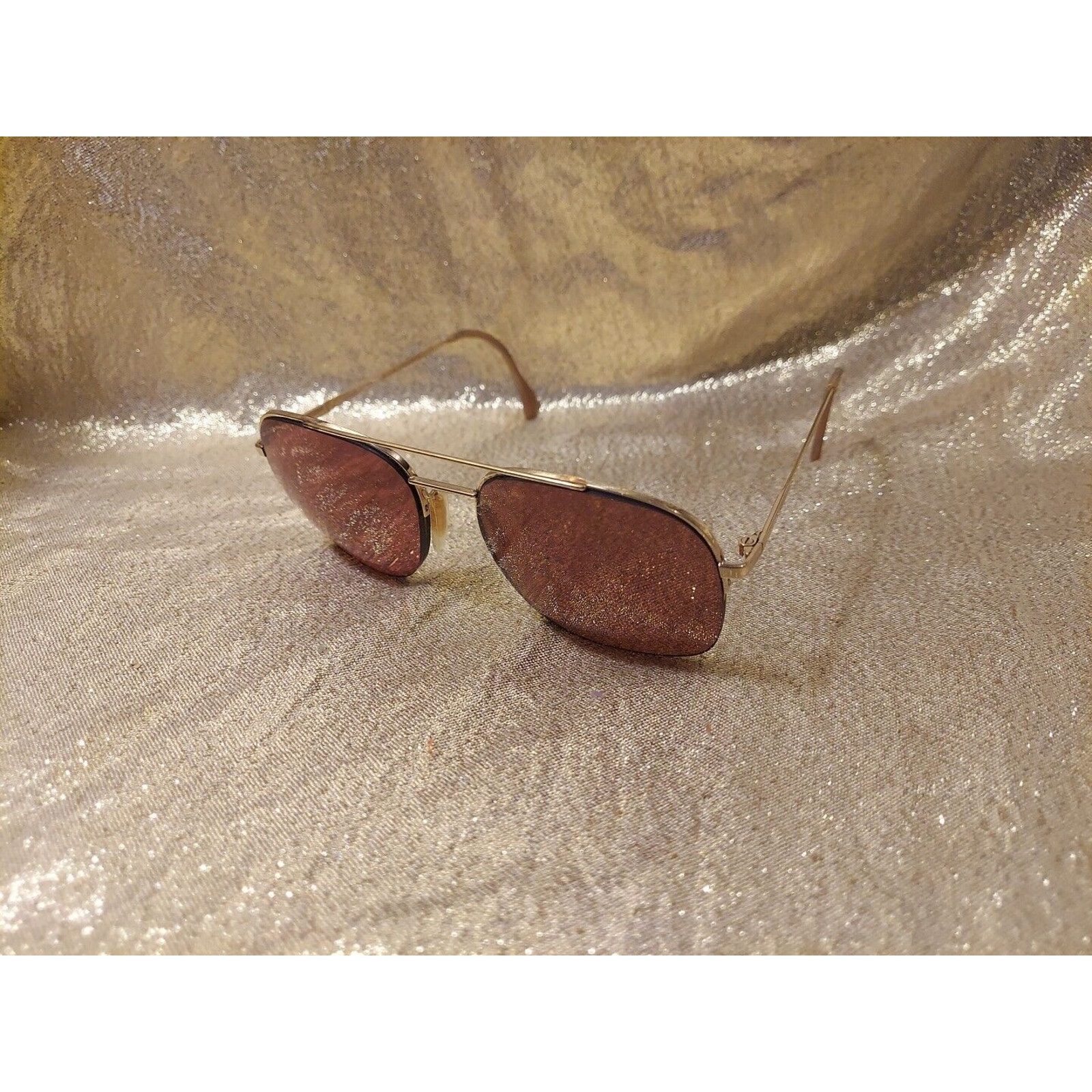 Vintage Zeiss 5478 Gold Pilot Half-Rim Metal Sunglasses Germany FRAMES ONLY