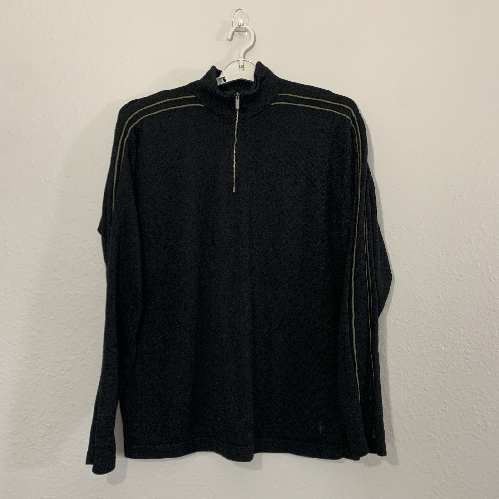 Smartwool Men's Black 1/4 Zip Pullover 100% Merino Wool Knit Sweater Size XL