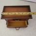 Vintage JEWELRY wood music box brown yellow lining rings small vanity dresser