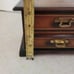 Vintage JEWELRY wood music box brown yellow lining rings small vanity dresser