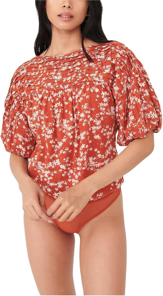 NWT FREE PEOPLE INTIMATELY Dessa Bodysuit THONG TOP Orange Floral WOMENS M 8 10